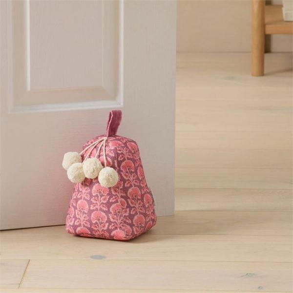 Adairs Woodblock Berry Floral Door Stop - Pink (Pink Door Stop)