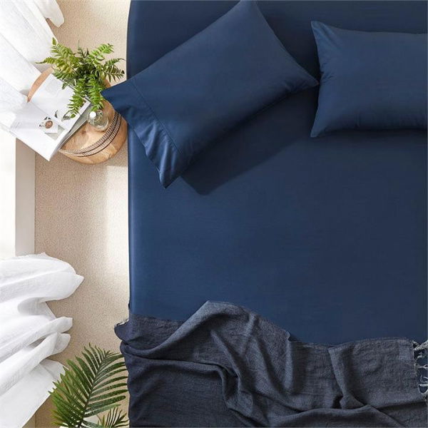 Adairs Worlds Softest Cotton Navy Fitted Sheet Separates - Blue (Blue Double)