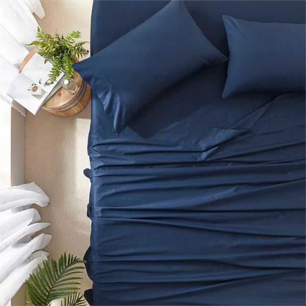 Adairs Worlds Softest Cotton Navy Sheet Set - Blue (Blue Double)