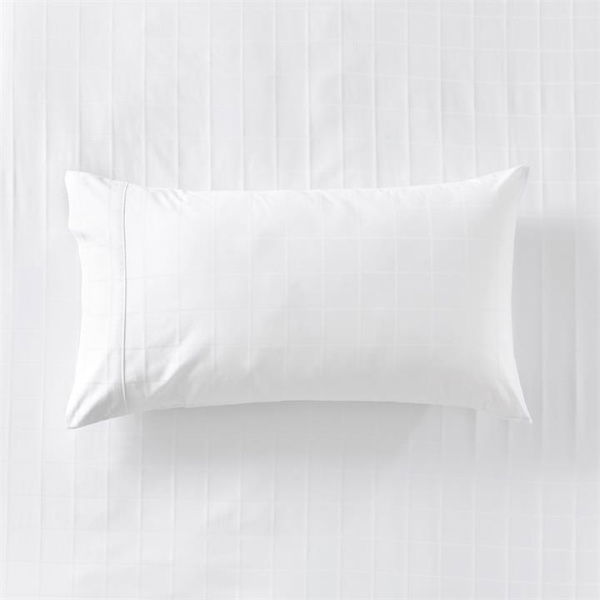 Adairs White European Pillowcase Each Worlds Softest Cotton White Grid Pillowcases