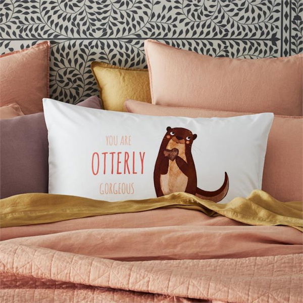 Adairs White Pillowcase You Are Otterly Gorgeous