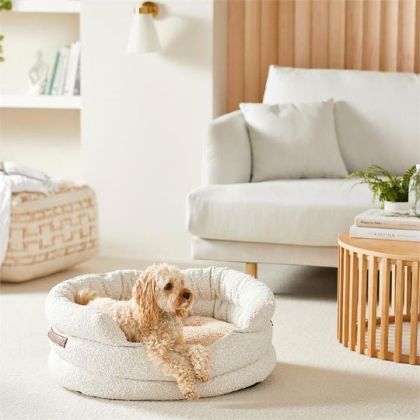 Adairs White Large Ziggy Cream Boucle Pet Bed