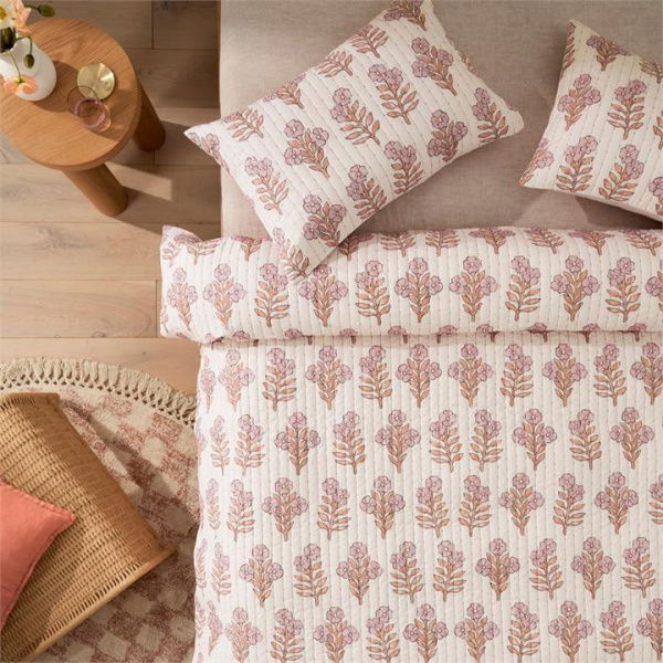 Adairs Pink Zoya Quilted Double Quilt Cover Set