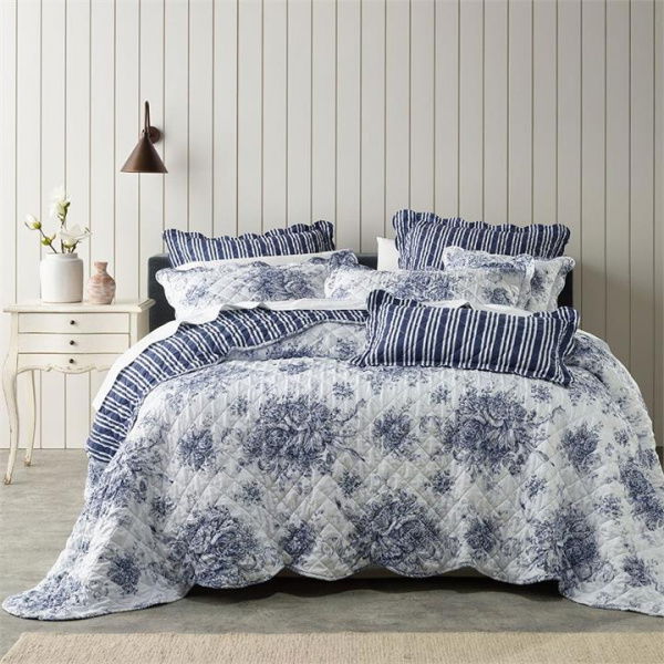 Adairs Blue King Bianca Amorette Blue Bedspread Set