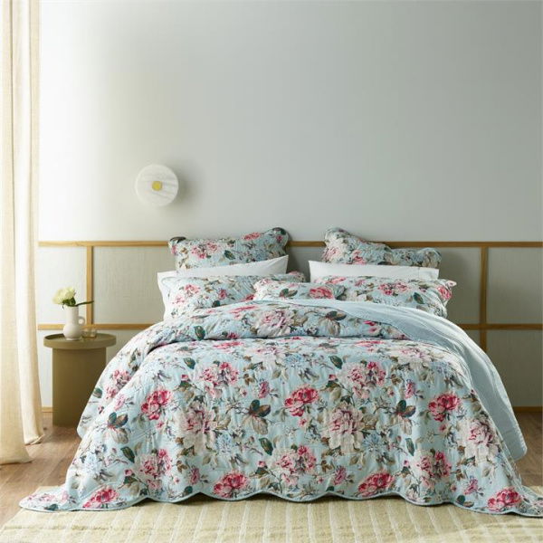 Adairs Blue Queen Bianca Charlene Bedspread Set