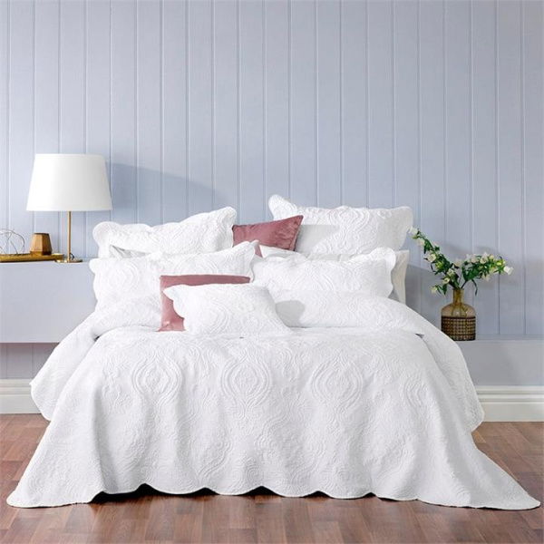 Bianca Cordelia Bedspread Set White By Adairs (White European Pillowcase Each)