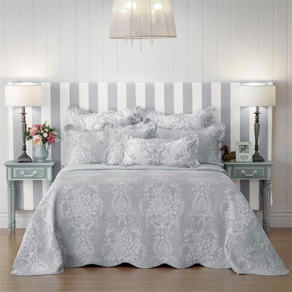 Adairs Grey Square Cushion Bianca Florence Queen Grey Bedspread Set