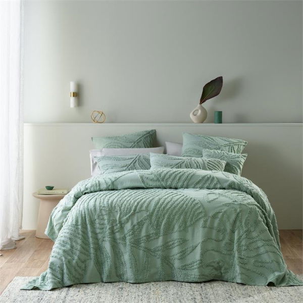 Bianca Foliage Sage Bedspread Set - Green By Adairs (Green King)