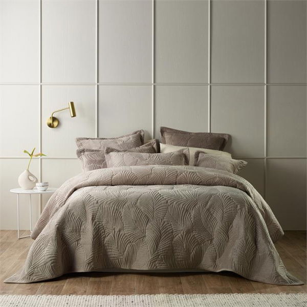 Bianca White European Pair Kairo Champagne Coverlet Set Separates