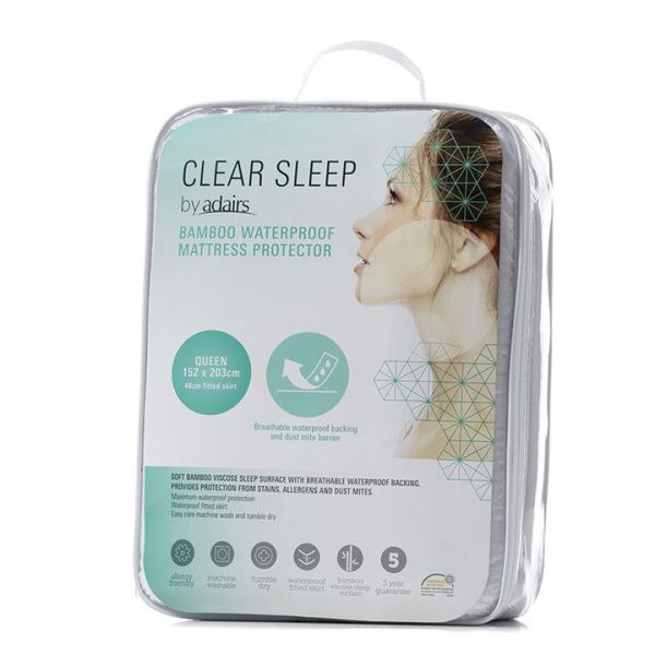 Adairs White Clear Sleep Bamboo Jersey Waterproof King Mattress Protector