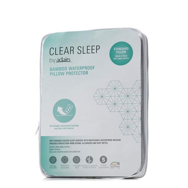 Adairs White Clear Sleep Bamboo Jersey Waterproof European Pillow Protector