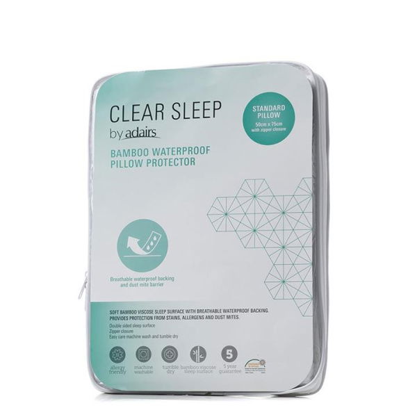 Clear Sleep Bamboo Jersey Waterproof Pillow Protector - White By Adairs (White King Pillow Protector)