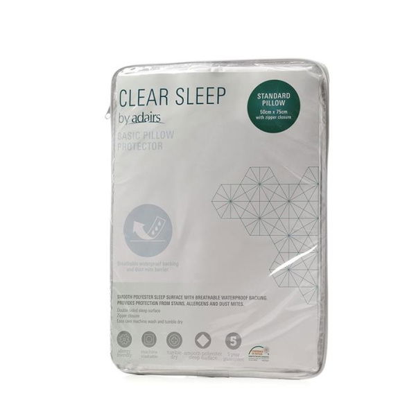 Adairs White Standard Pillow Protector Clear Sleep Basic Waterproof