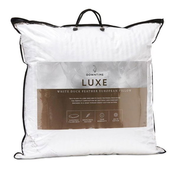 Adairs White European Pillow Downtime Luxe White Duck Down