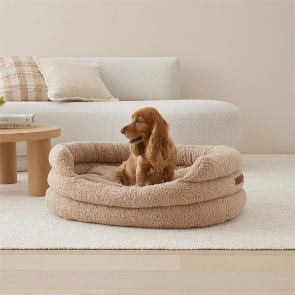 Fetch Ziggy Beige Sherpa Pet Bed - Natural By Adairs (Natural Small)