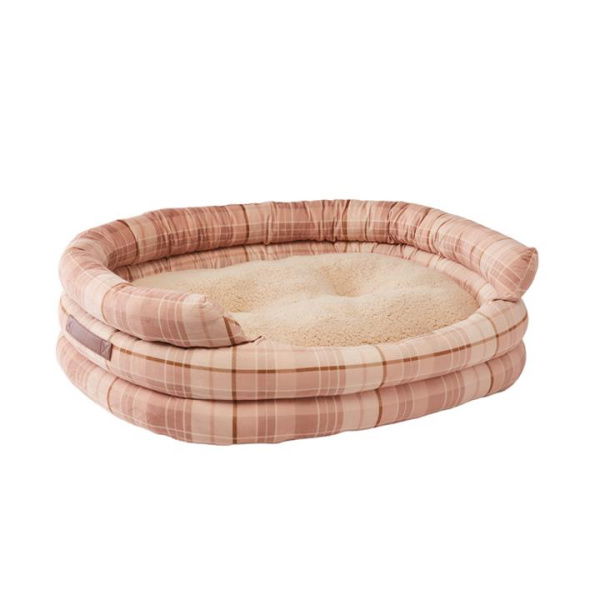 Fetch Ziggy Biscuit & Spice Check Pet Bed - Natural By Adairs (Natural Large)