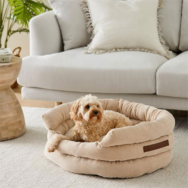 Fetch Ziggy Biscuit Corduroy Pet Bed - Natural By Adairs (Natural Extra Large)