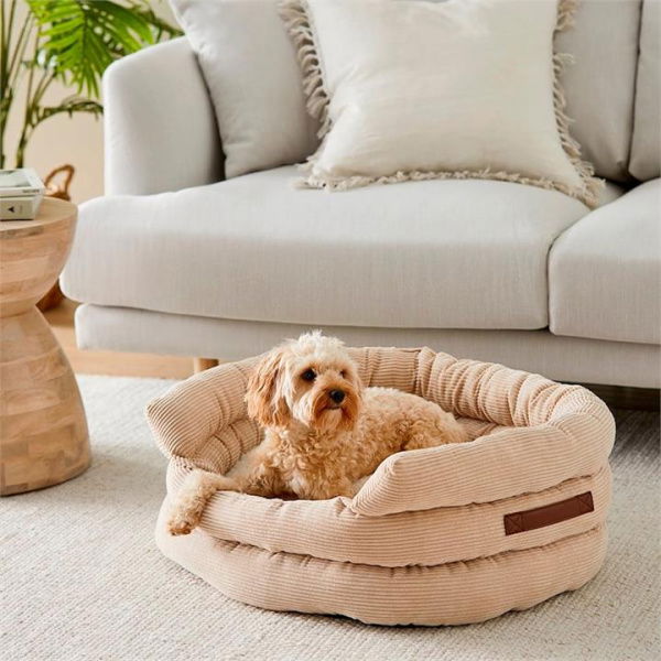 Fetch Ziggy Biscuit Corduroy Pet Bed Small - Natural By Adairs (Natural Small)