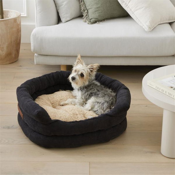 Adairs Black Fetch Ziggy Corduroy Pet Bed Large