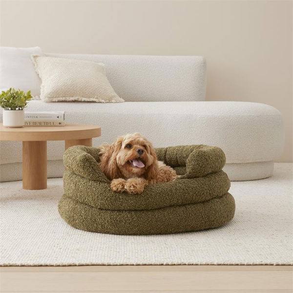 Fetch Ziggy Forest Sherpa Pet Bed - Green By Adairs (Green Small)