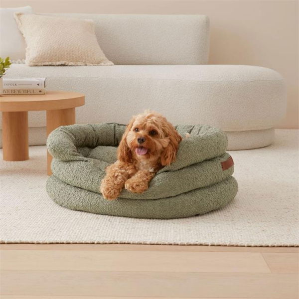 Fetch Ziggy Lily Pad Boucle Pet Bed - Green By Adairs (Green Large)