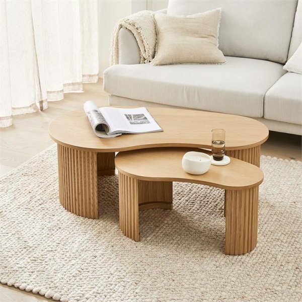 Mark Tuckey Oak Nesting Coffee Table Set - Natural By Adairs (Natural Coffee Table)