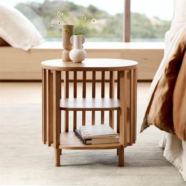 Mark Tuckey Natural Slat 3 Shelf Bedside Table By Adairs