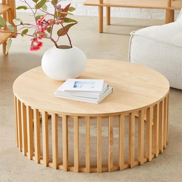 Mark Tuckey Slat Coffee Table Round Oak - Natural By Adairs (Natural Coffee Table)