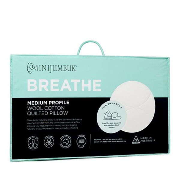 Adairs White Medium Pillow MiniJumbuk Breathe Medium Profile