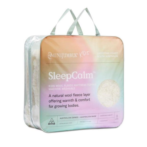 MiniJumbuk White Sleep Calm Kids Wool Fleece Queen Mattress Topper By Adairs