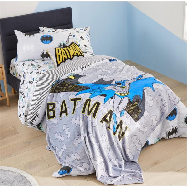 Adairs Grey Blanket Warner Bros Batman Signal Nananana Grey Ultra Soft