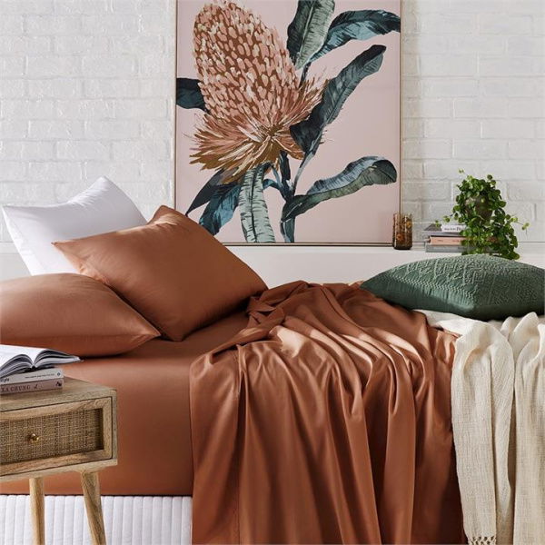 Adairs Orange European Pillowcase Each Worlds Softest Cotton Sheets 500TC Pima Clay Pillowcase