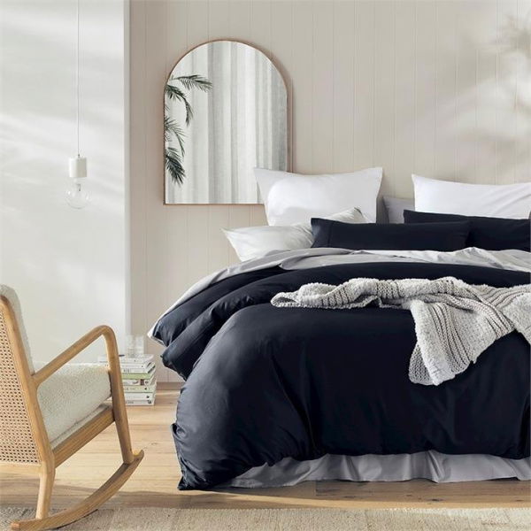 Adairs India Ink Black 500TC Pima Worlds Softest Cotton Sheets And European Pillowcase Each