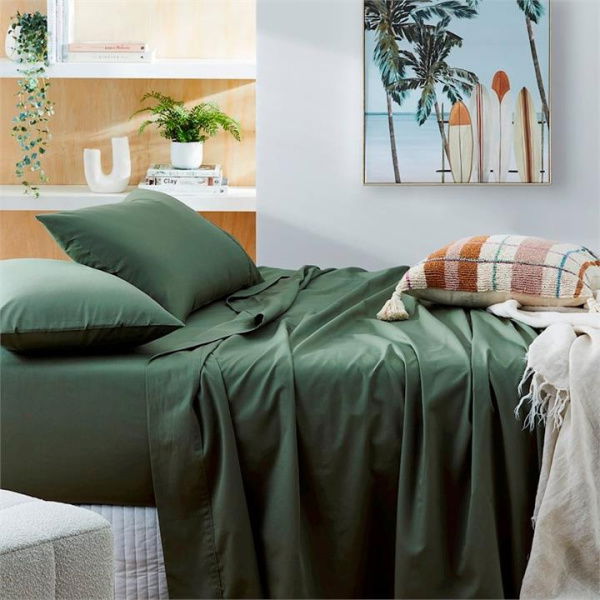 Adairs Green Standard Pillowcase Each Worlds Softest Cotton Sheets 500TC Pima Pine Pillowcase