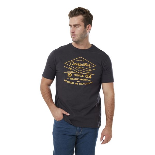 Caterpillar Historic Tradition Graphic Tee Mens Washed Black