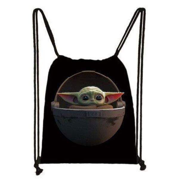 01-Baby Yoda Cartoon Universe Drawstring Bag,Sports Backpack, Fitness Backpack, Waterproof, Large Capacity, Foldable, Small