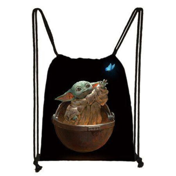 04-Baby Yoda Cartoon Universe Drawstring Bag,Sports Backpack, Fitness Backpack, Waterproof, Large Capacity, Foldable, Small