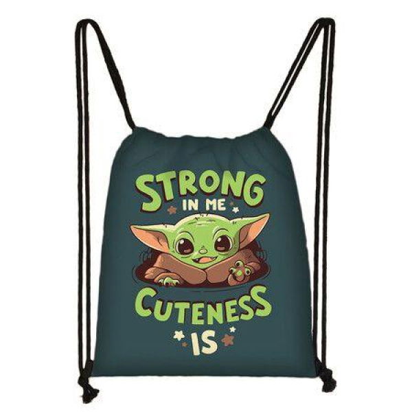 05-Baby Yoda Cartoon Universe Drawstring Bag,Sports Backpack, Fitness Backpack, Waterproof, Large Capacity, Foldable, Small