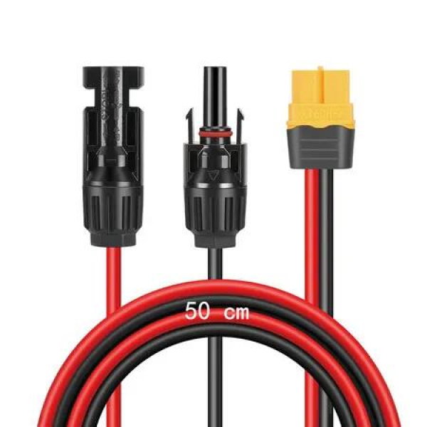 0.5M MC4 to XT60 Female Cable 12AWG Solar Adapter Portable Power Station Extension Wire Compatible EcoFlow Jackery Bluetti Solar Generator