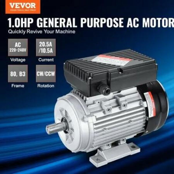 0.75KW Electric Motor 1400 rpm AC 220~240V 5.45A 80 B3 Frame Air Compressor Motor Single Phase 19mm Keyed Shaft CW/CCW Rotation