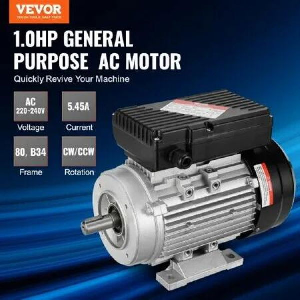 0.75KW Electric Motor 1400RPM AC 220~240V 5.45A 1-Phase 19mm Keyed Shaft