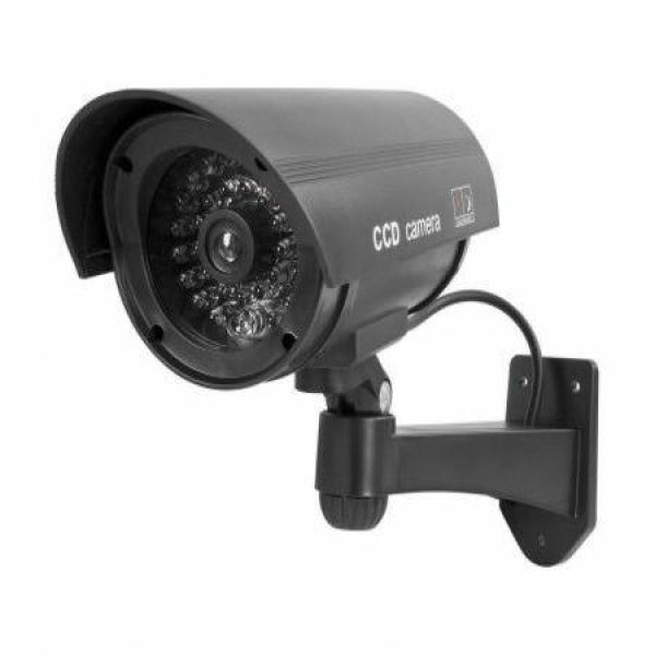 1. Outdoor-Indoor Fake Dummy Security Surveillance CCTV Red Flash Light IR Camera Black.