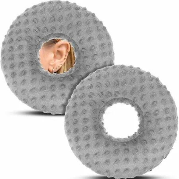1 Pack Ear Piercing Donut Pillow with Hole, Side Sleeper Ear Support Cushion, Pressure Relief Sleep Ear Guard for Piercing Recovery (Grey)
