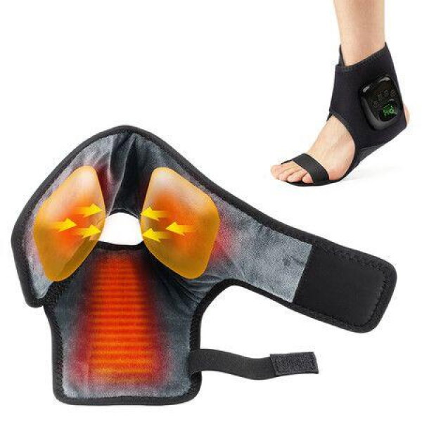 1 Pack Electric Heated Ankle Massager 4 Airbag Massage Modes 4 Intensity Levels 3 Heat Settings Timer Function Rechargeable