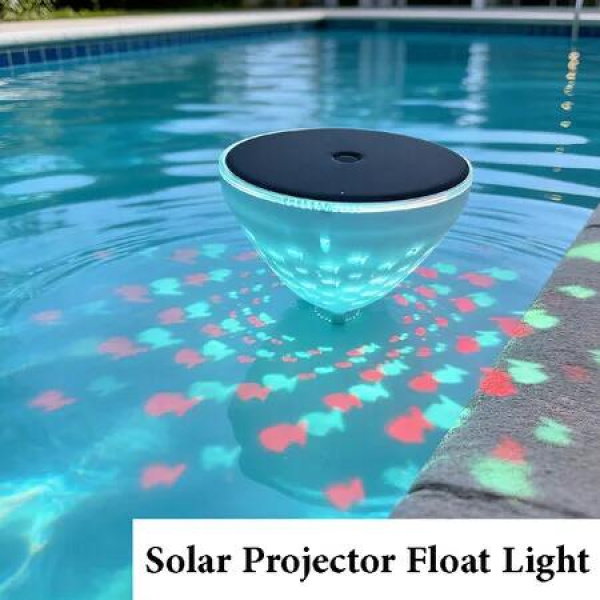1 Pack Floating Fish Projection Pool Lights, 5 Lighting Modes Color Changing LED, Solar & USB Rechargeable, IP67 Waterproof for Pool Hot Tub Pond Fountain