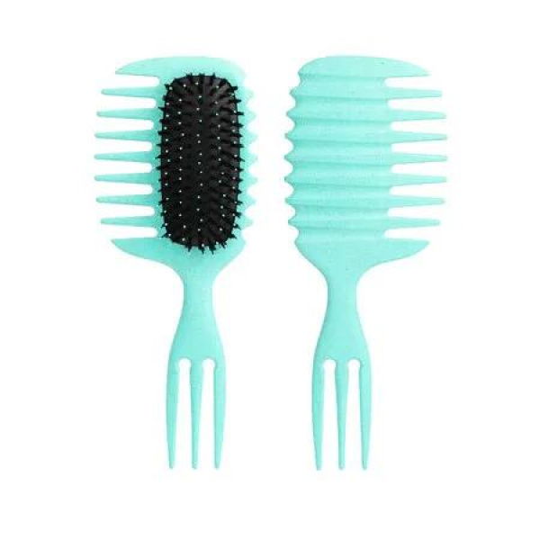 1 Pack Green Wet Dry Dual Use Anti Static Curl Definition Air Cushion Airbag Comb With Three-Pronged Wide-Tooth