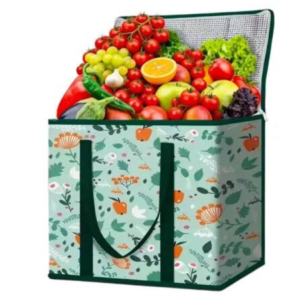 1 Pack Insulated Reusable Grocery Bags,Large Collapsible Cooler Bag For Food Delivery,Sturdy Storage Shopping Tote For Supermarket Catering