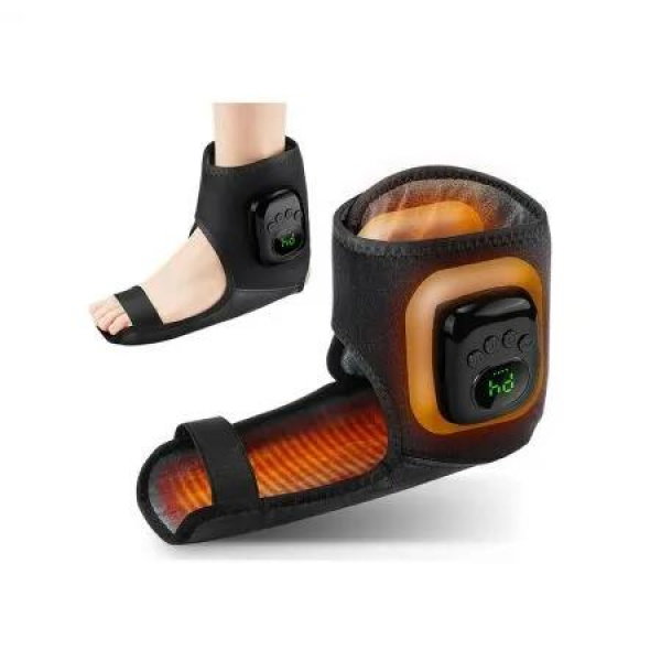 1 Pack USB Rechargeable Cordless Ankle Wrap Massager, Airbag Compression with 4-Speed Thermal Hot Compression Pad for Ankles, Feet and Soles