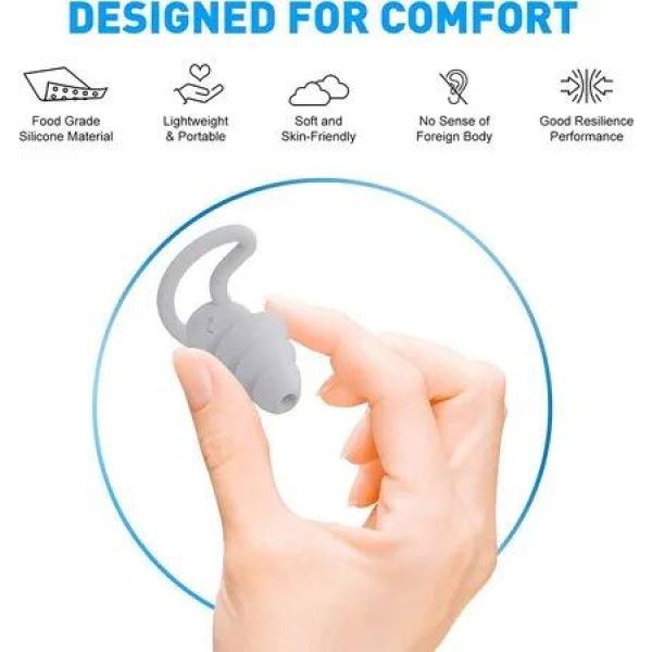 1-pair Noise-Cancelling Ear Plugs for Restful Sleep and Quiet Workspaces(Grey)