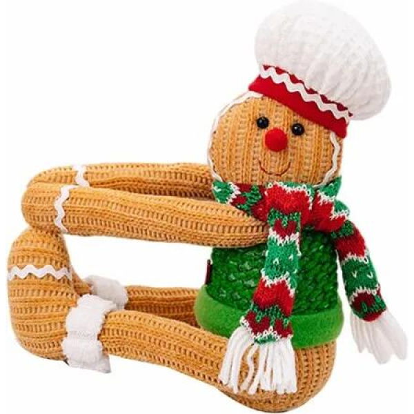 1 PCS Green Funny Knitted Gingerbread Man Curtain Tiebacks Christmas Window Drapes Holders with Buckles